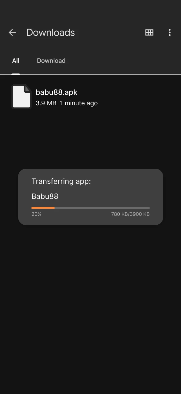 Wait for the Babu88 apk to fully install.