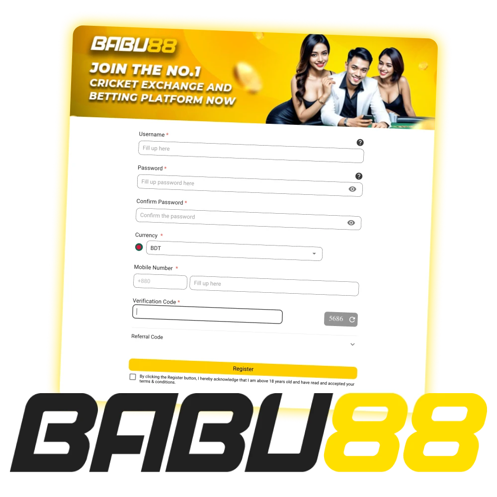 Go through the Babu88 sign-up process to get access to a personal account via app or website.