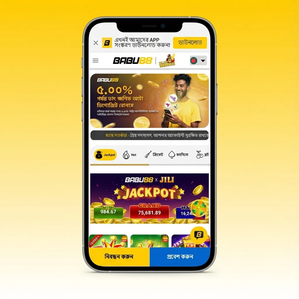 Babu88 mobile app screen showing clean sports betting and casino interface with odds, bet slip, and balance displayed