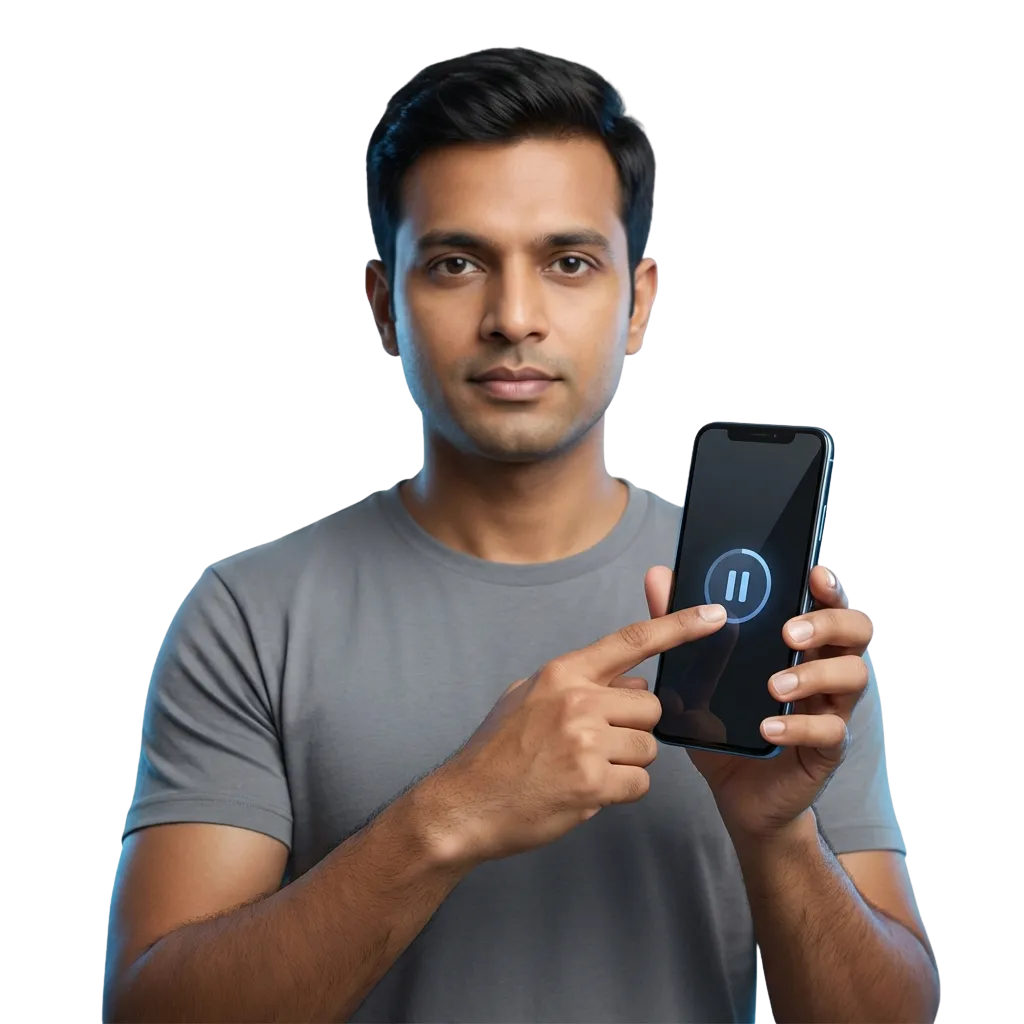 Illustration of a player calmly using responsible gaming tools on Babu88 to manage time, money, and stay in control